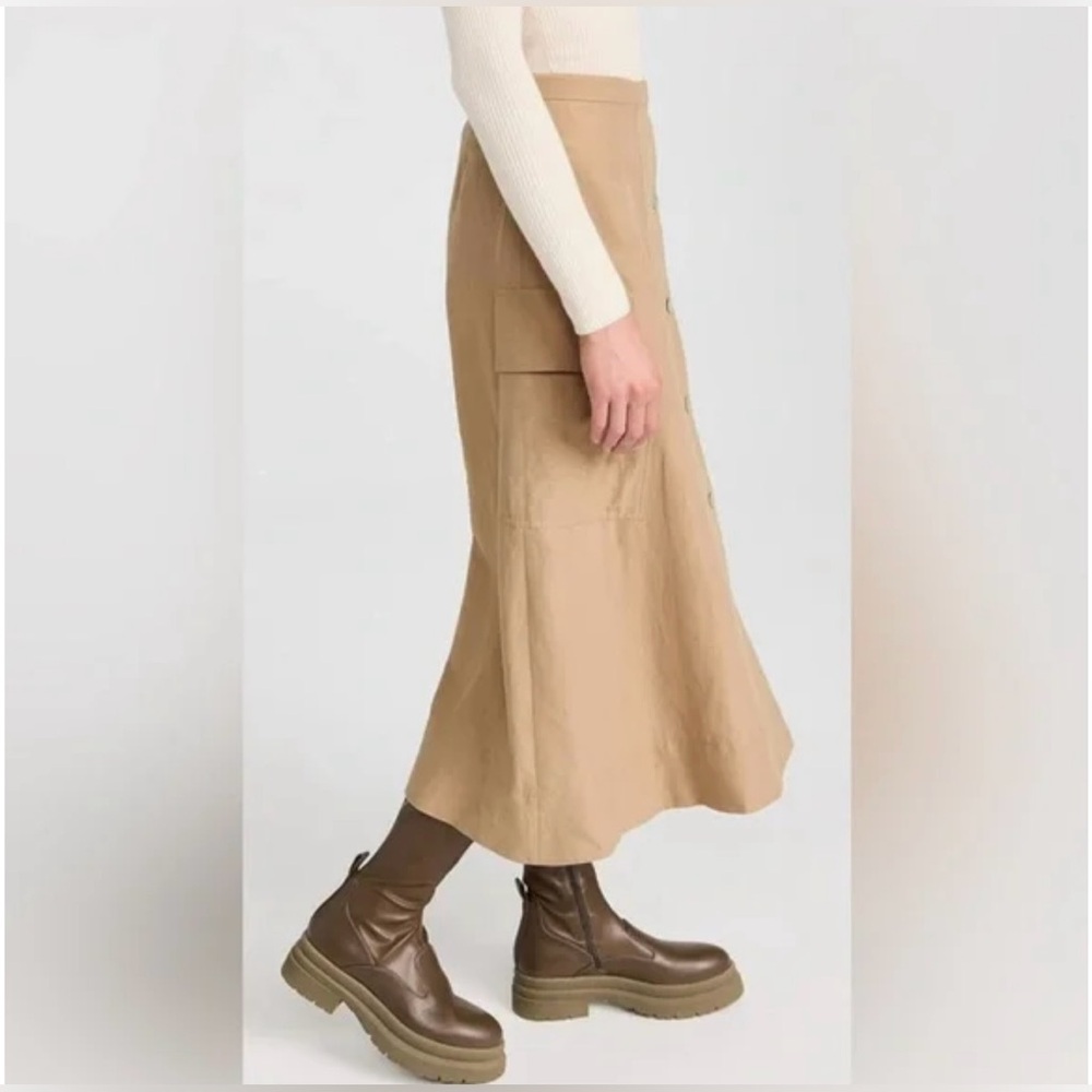 Vince Women’s Linen Blend Utility Button-Down Midi Skirt Size 10 - Picture 4 of 12